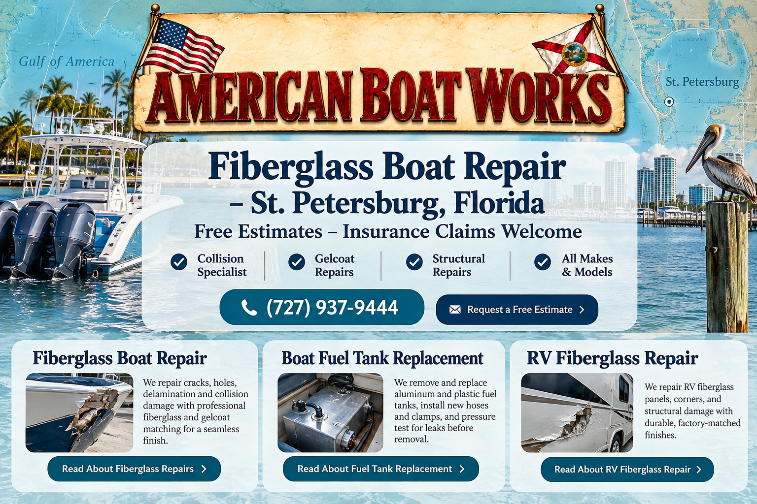 American Boat Works fiberglass boat repair St Petersburg